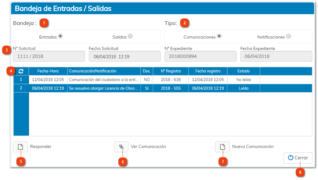 2.3.3. Bandeja de Comunicaciones y Notificaciones