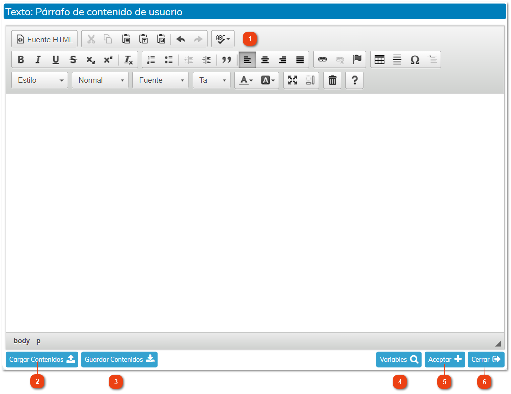 Editor de Textos - Párrafo de Usuario