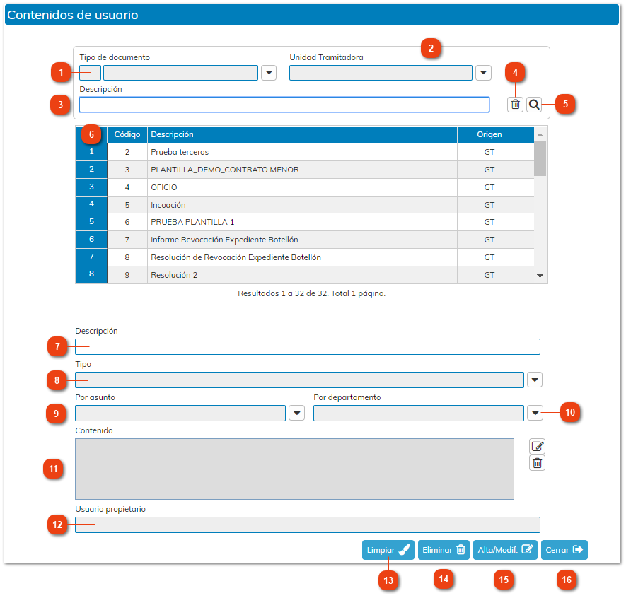 Mantenimiento de Contenidos de Usuario