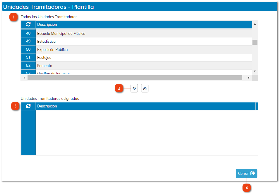 Unidades Tramitadoras - Plantilla